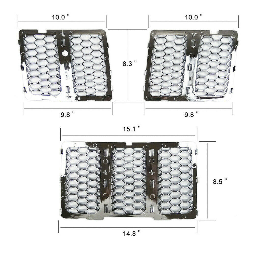 Front Grille Inserts Mesh Honeycomb Cover For 2014-16 for Jeep Grand Cherokee Chrome