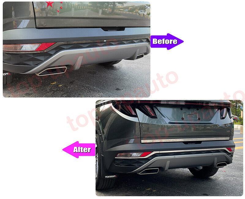 Chrome steel rear bumper fog light strip trim for 2022 and 2023 for Hyundai for Tucson