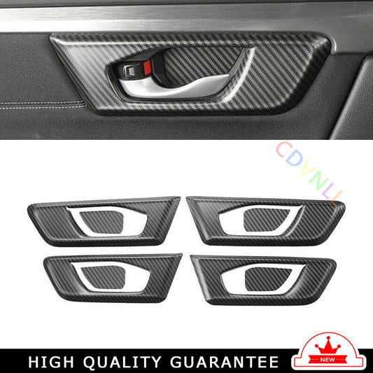 Inner Door Handle Bowl Cover Trim 8 for Honda CRV 2017-2022 Steel Carbon Fiber