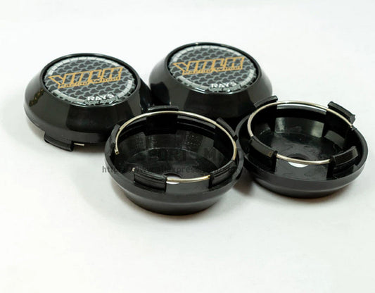 4x64 mm Volk Racing Black Rim Caps, Decals, Badges, Wheel Centers, Hub Caps TE37