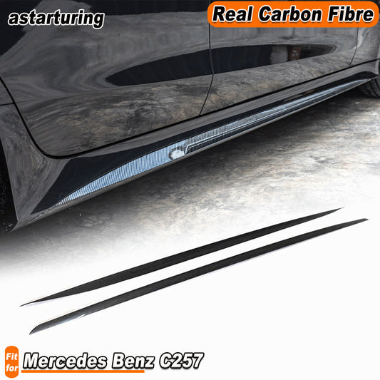 for Benz C257 CLS400 CLS550 CLS63 AMG 18-19 REAL Carbon Side Skirts Lip Spoiler