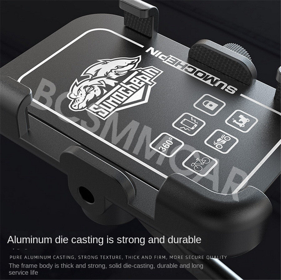 360¡ã CNC Motorcycle ATV Cell Phone GPS Handlebar Mount Holder w/USB Charger