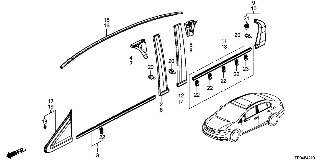 new for Honda Accord 1998 - 2002 roof trim, left side 74316-S84-003