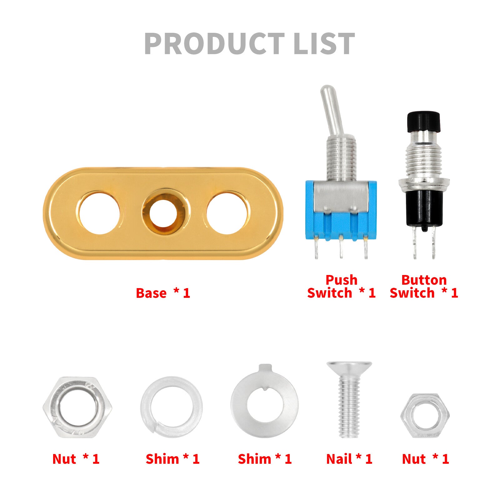 Gold for Mini Control Toggle Push Switch ON/OFF Button For Universal 1 Handlebar