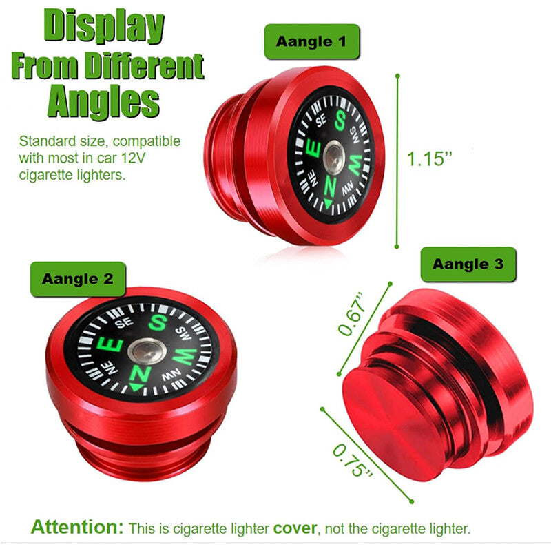 1PC Car Cigarette Lighter Plug Dust Cover Dust Cap Aluminum Alloy Red 12V