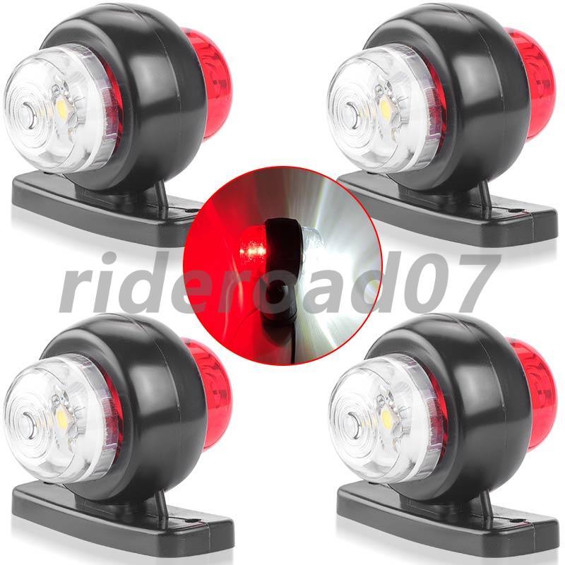 4X White+Red Round LED Side Marker Light Dual Face Turn Signal For RV Truck Van
