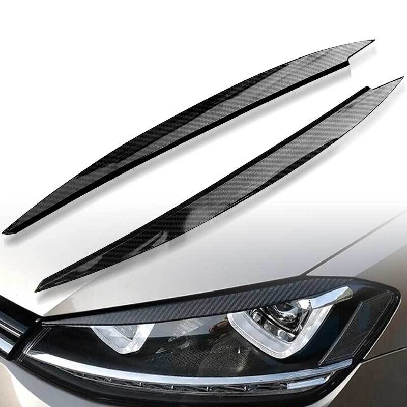 Carbon Fiber Headlight Eyelid Eyebrow Cover Trim for VW for Golf 7 GTD R MK7 2013-18