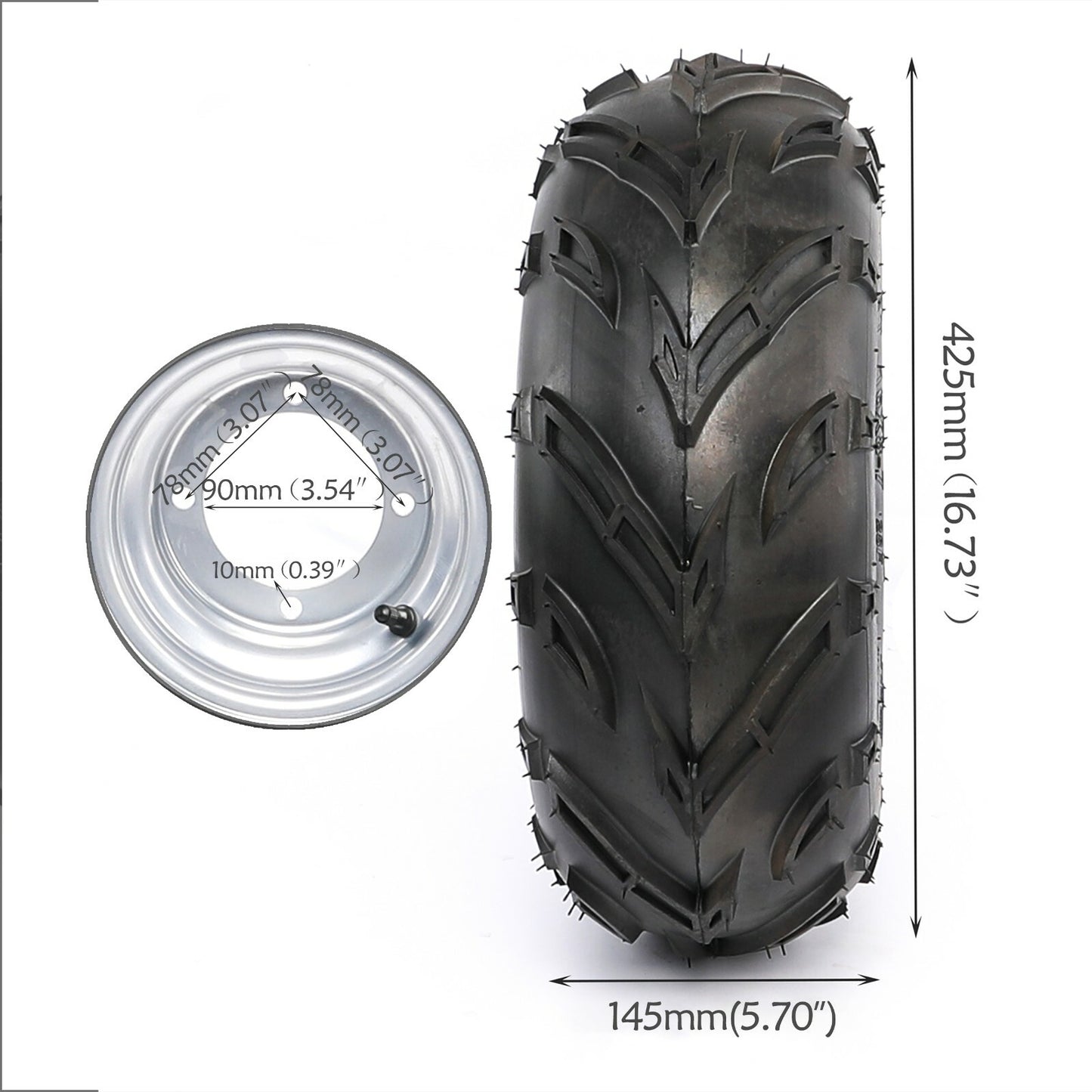 (4) 16x8-7 wheel rims with 4 screws for all-terrain vehicles, including 7-inch off-road go-kart wheels.