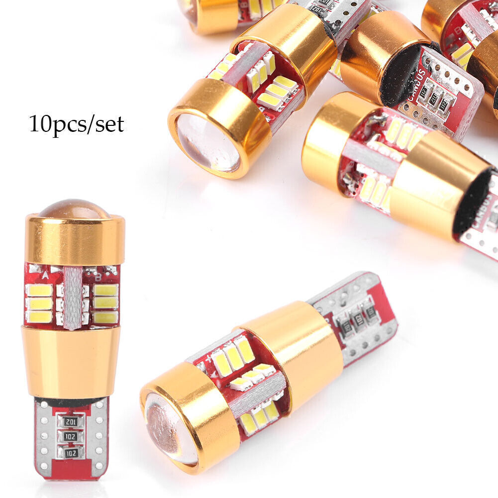 10X LED CANBUS ERROR T10 3014 27SMD Side Wedge Bulbs Lights 6000K White Car