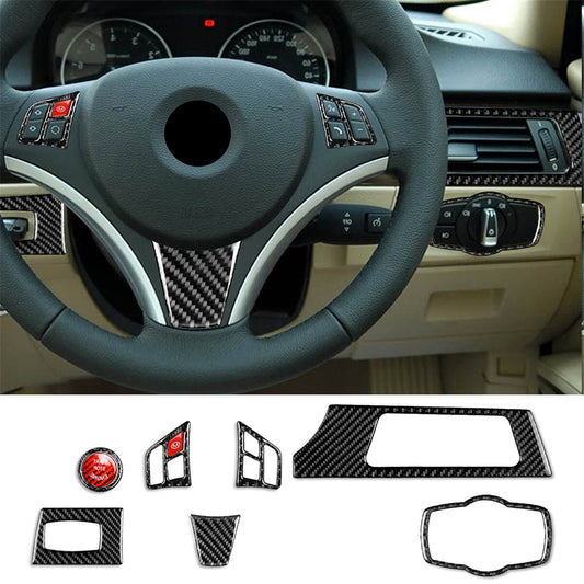 for BMW 3 Series E90 05-12 Carbon Fiber Steering Wheel Headlight Switch Trim RHD