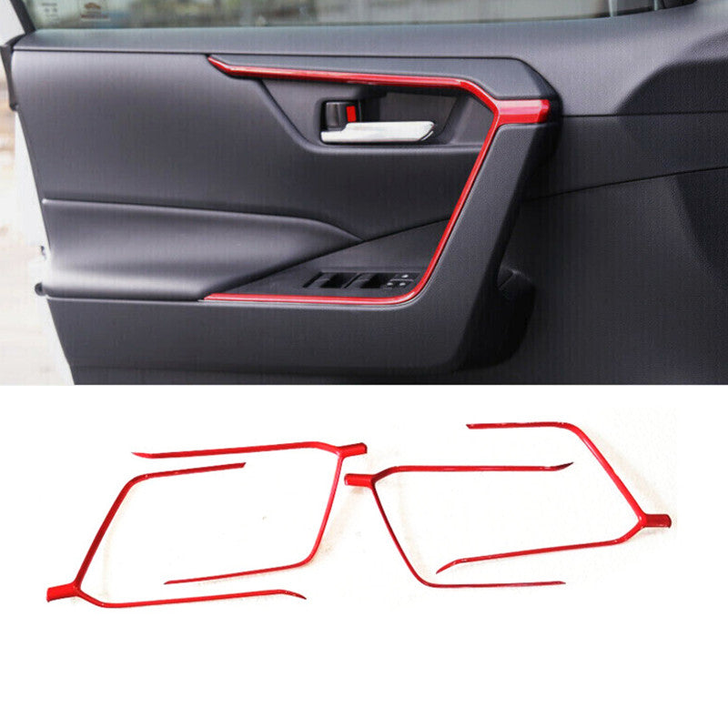Red Interior Door Molding Strip Decor Trim for Toyota RAV4 2019-2024