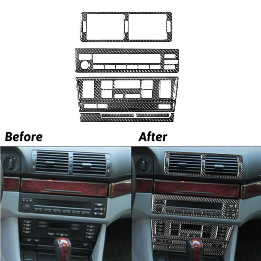 8Pcs Center Console Radio Button Carbon Fiber Sticker for BMW M5 E39 1998-2003