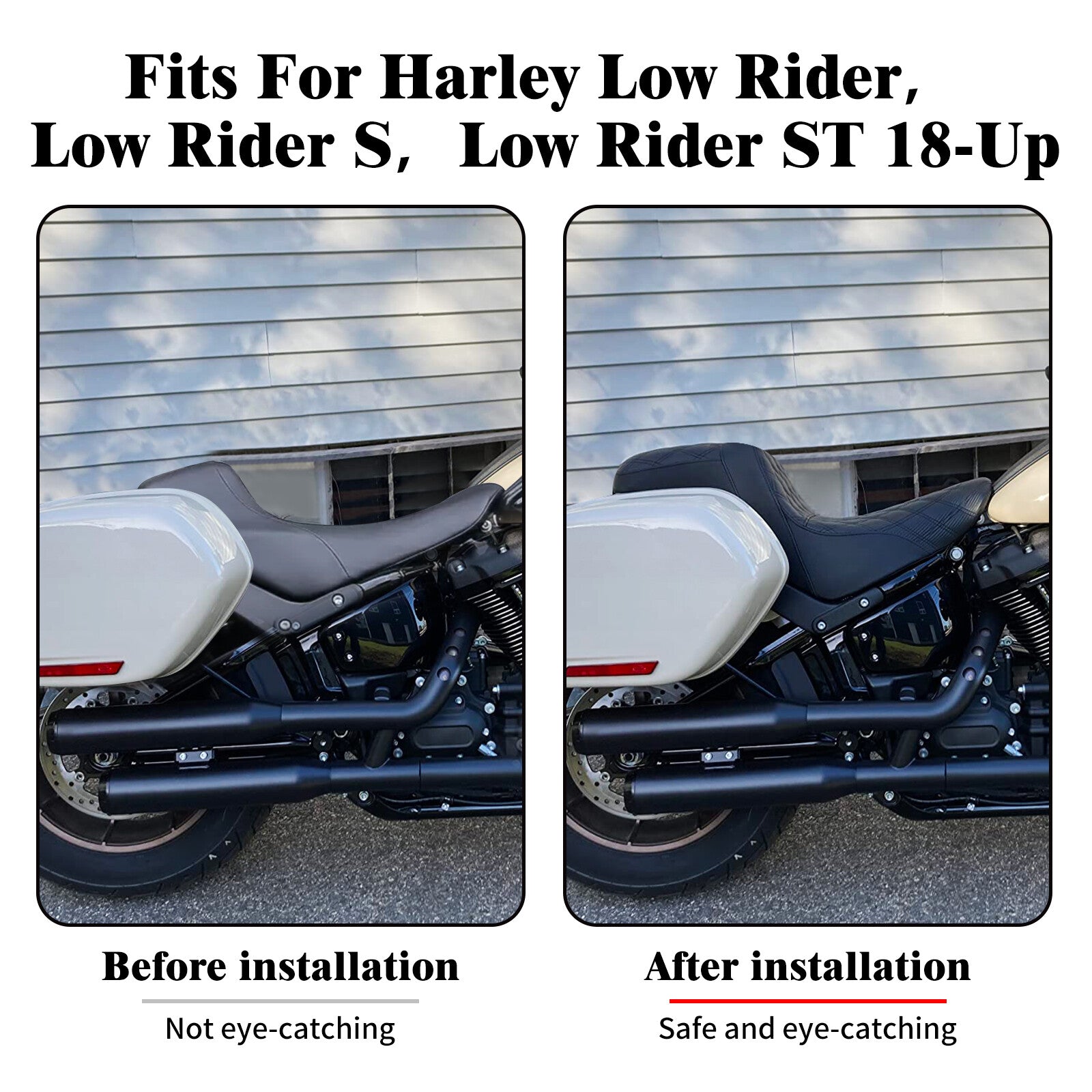 Black 2-Up Driver Passenger Gel for Seat for Harley Low Rider FXLRS FXLRST 2018-2024