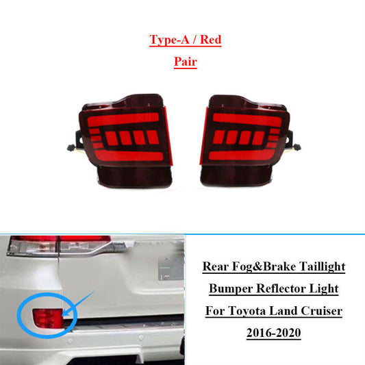 Red LED Rear Bumper Fog Brake Lights Refit for Toyota for Land Cruiser LC200 16-2021