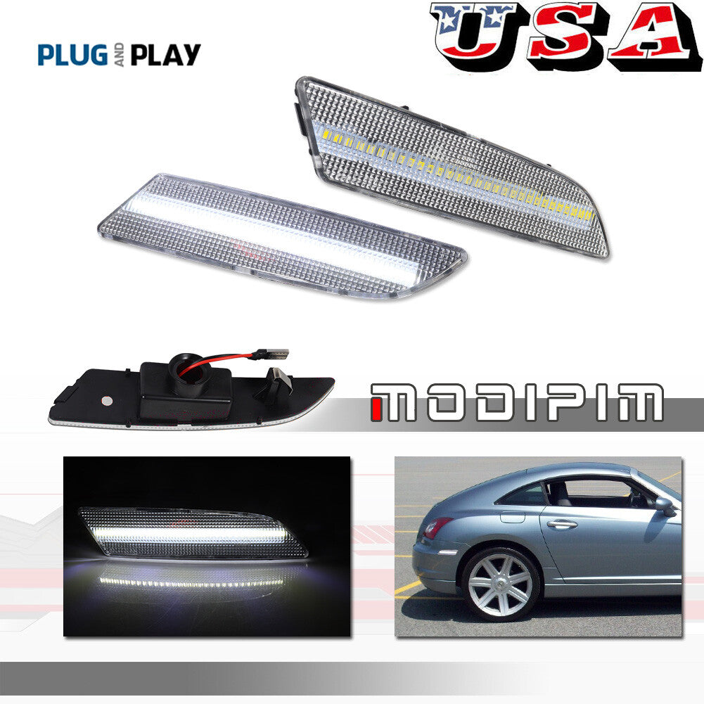 Two white LED clear lens rear marker lights for 2004-2008 for Chrysler Crossfire