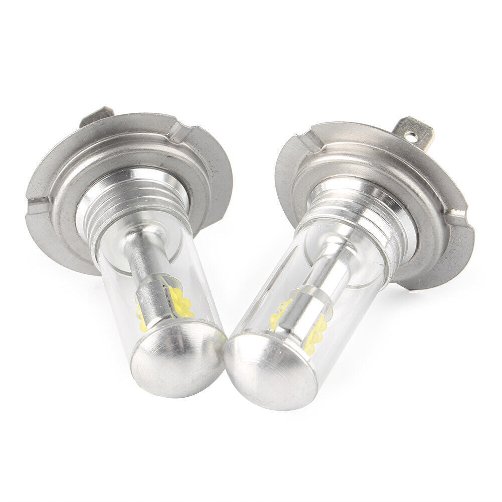 2pcs Headlight Fog Reading Signal Light Bulb Kits For80W H7 LED 6000K White