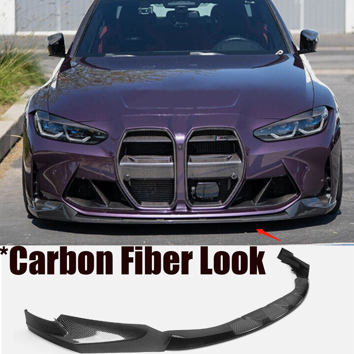 Front Splitter Bumper Lip Spoiler For 21-23 for BMW G80 M3 G82 G83 M4 Carbon Fiber