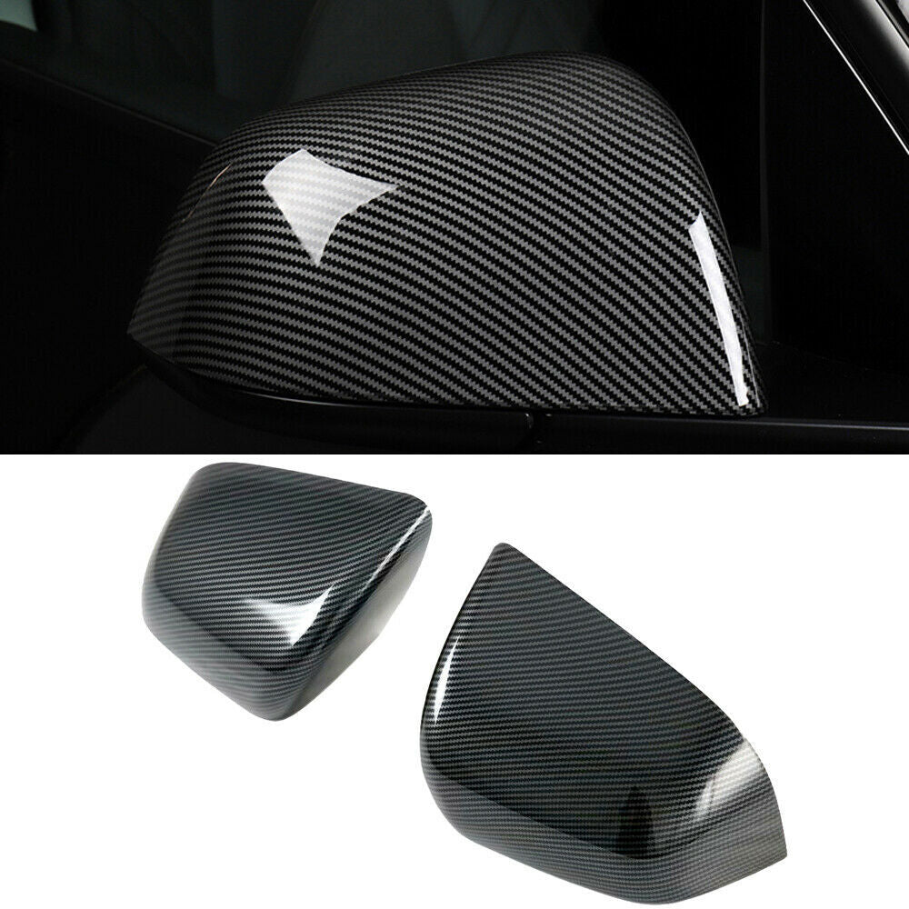 Carbon Fiber Side Rearview Mirror Caps Cover trim 2x for Tesla for Model Y 2020-2023