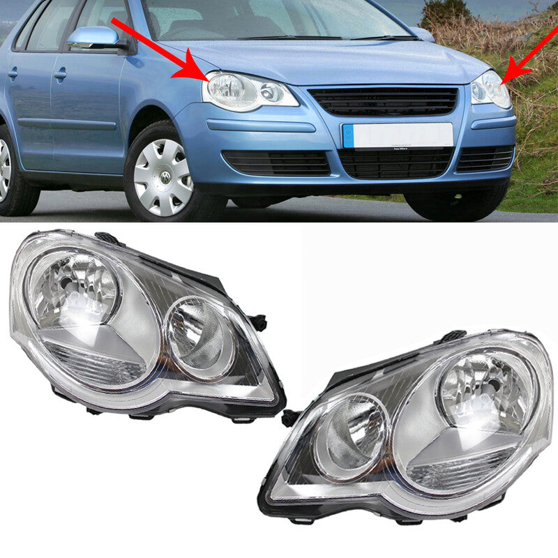 Pair Front Bumper Fog Light White Headlight Assembly for VW POLO 9N3 2006-2010