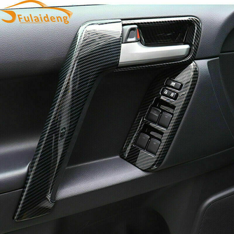 4p for Toyota Prado FJ150 2010-2021 Carbon Fiber Inner Door Armrest Stripe Cover