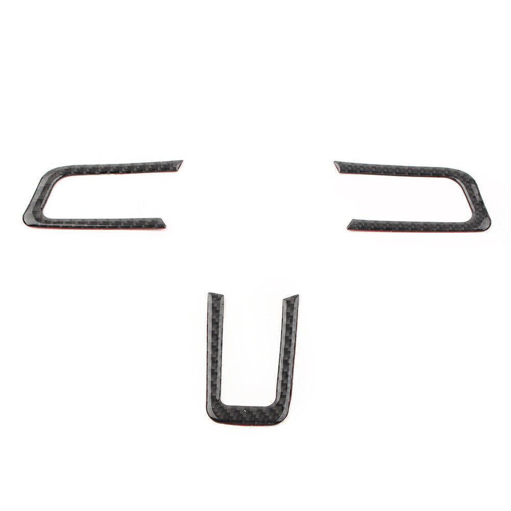 for Ford for Mustang 2015-2019 3x Carbon Fiber Interior Steering Wheel Cover Trim