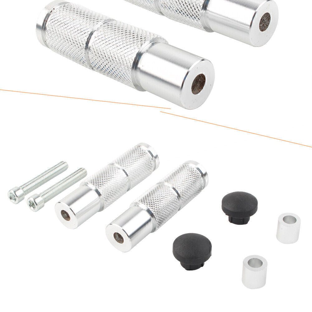 Universal Motorcycle Bike Foot Pegs Footpegs Rear Set Pedals CNC Silver