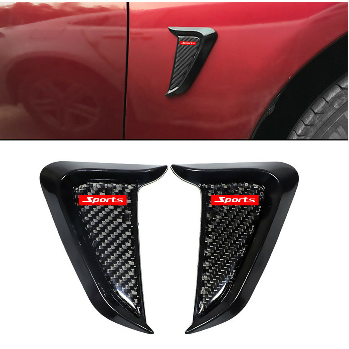 2x Car Side Fender Vent Air Wing Cover Trim Exterior Accessories Carbon Fiber