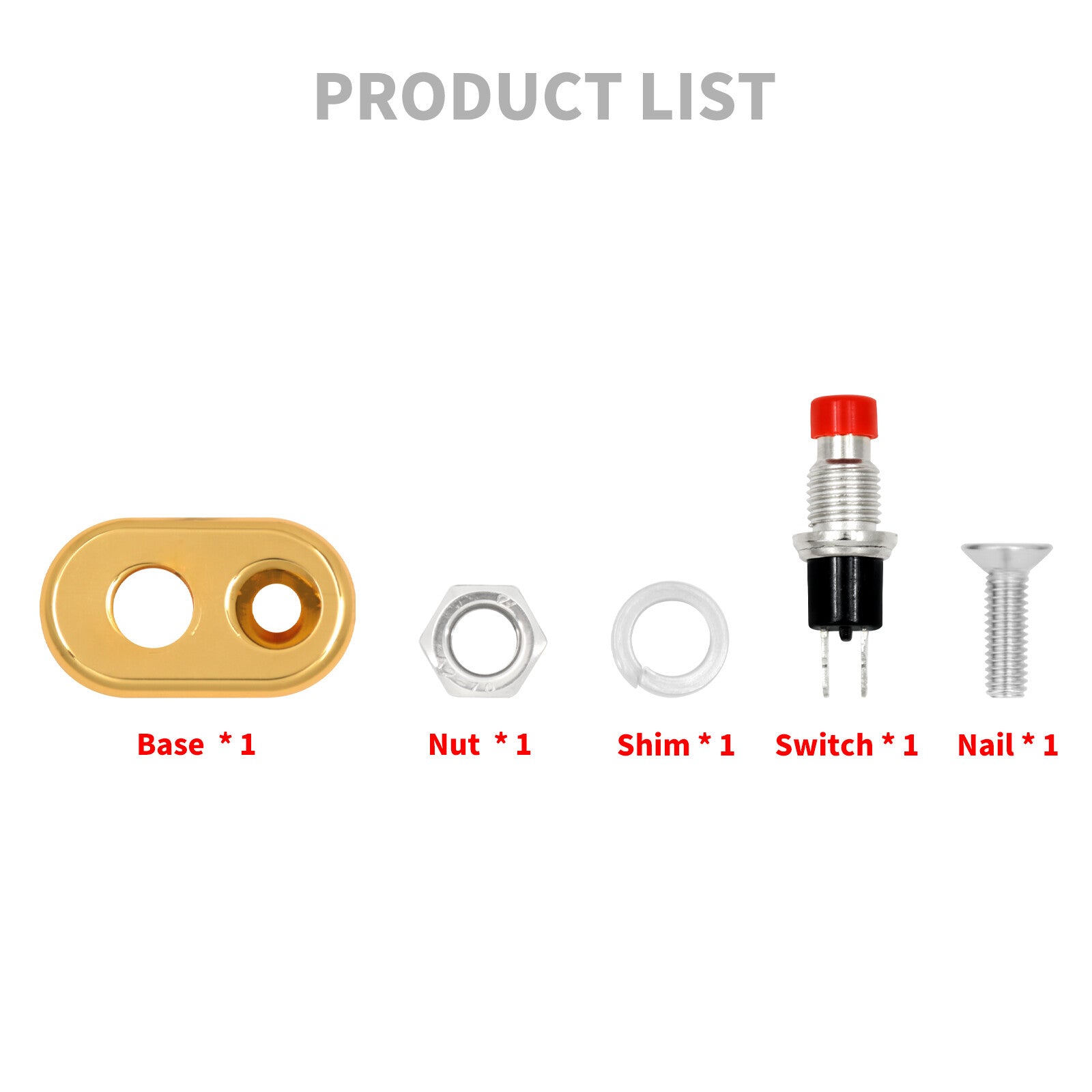 Gold Control Momentary Button Switch For Universal 1 7/8 Handlebar Motorcycle