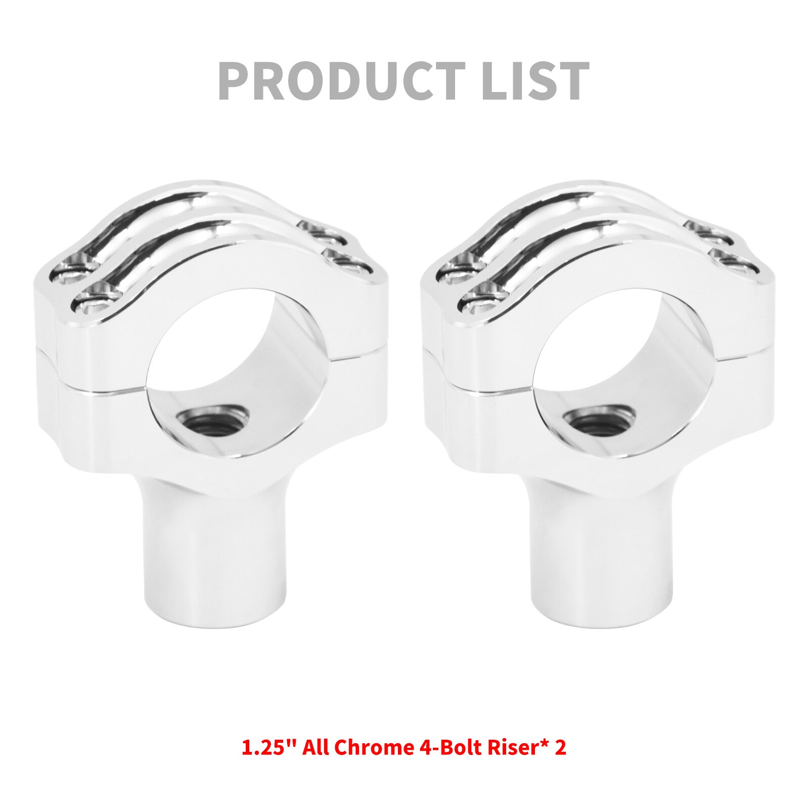 Aluminum Chrome Handlebars Riser Clamp Fit for Harley 1.25 Handlebars Models