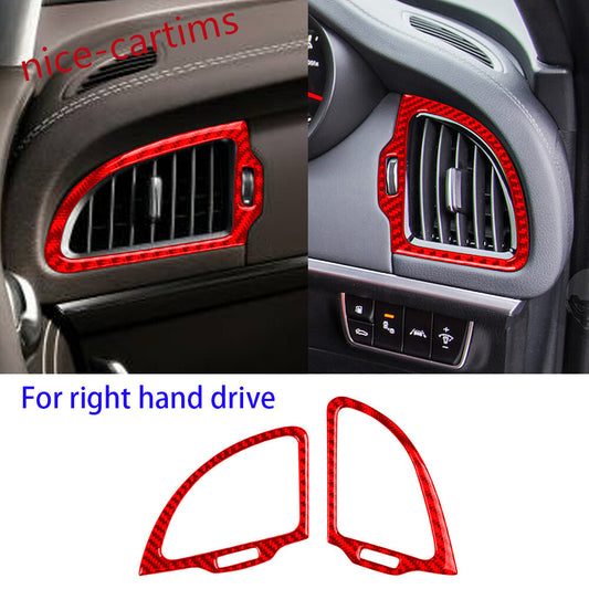 Kit for Kia Stinger 2019-23 RHD Side Air Vent Outlet Panel Trim Red Carbon Fiber