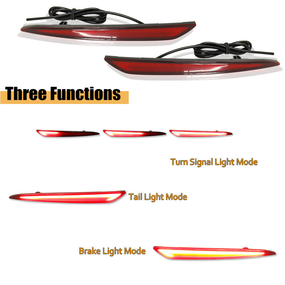 LED Rear Bumper Reflector Brake Tail Light Lamps For 13~18 for Ford Fusion Mondeo
