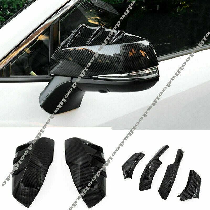 6P Carbon Fiber Rearview Mirror Cover Strip Trim for Toyota Highlander 2020-2023