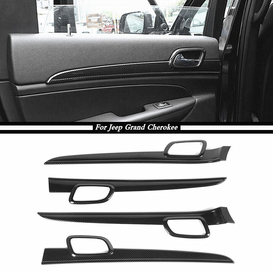 For 2011-20 for Jeep Grand Cherokee Carbon Fiber ABS Inner Door Panel Strip Trim 4Pc