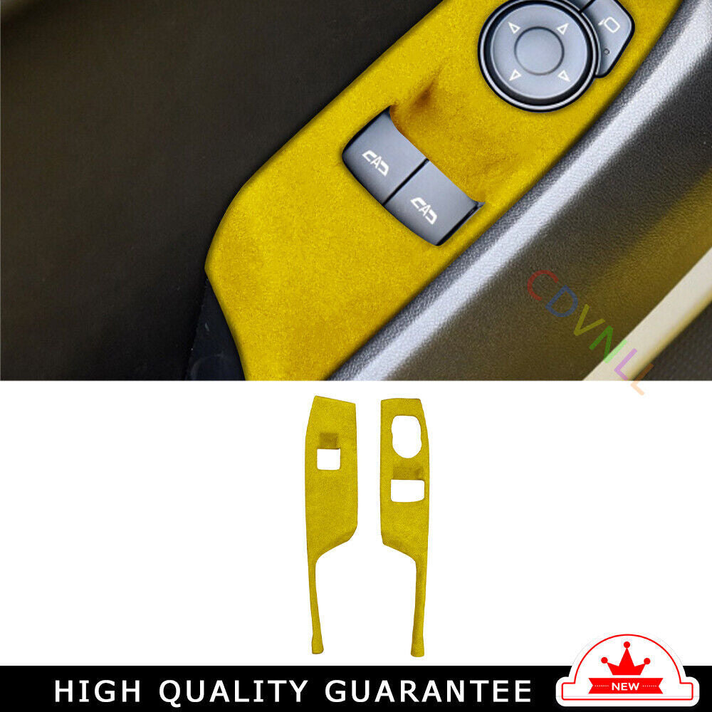 Glass Window Lifting Lock Panel Trim Fit for Chevrolet Camaro 16-20 Yellow Suede