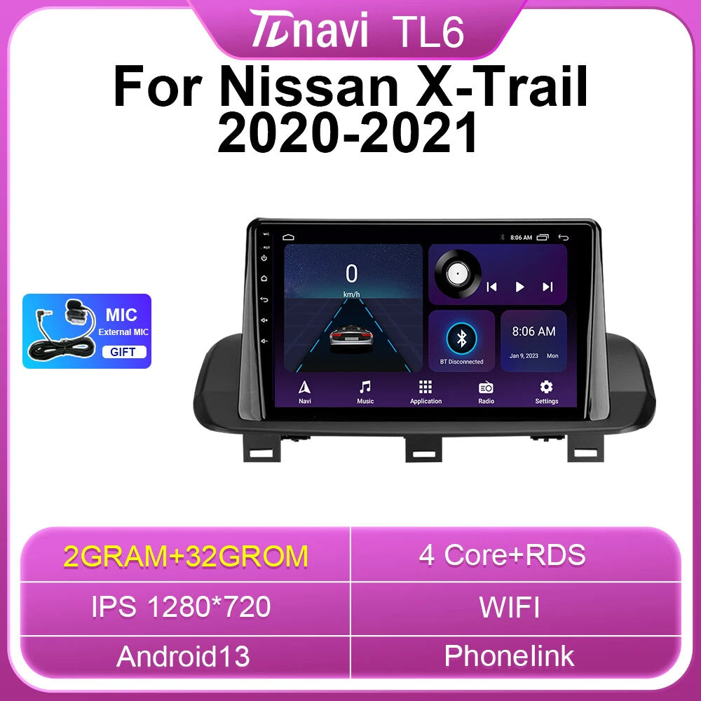 for Nissan for X-Trail Xtrail 4 T33 Rogue 3 2020-2021 Carplay Car Radio GPS Screen
