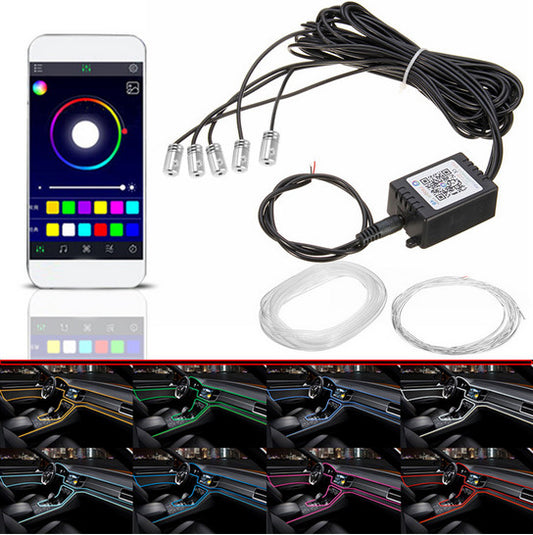 Car LED RGB Interior EL Neon Strip Atmosphere Multicolor light APP Phone Control