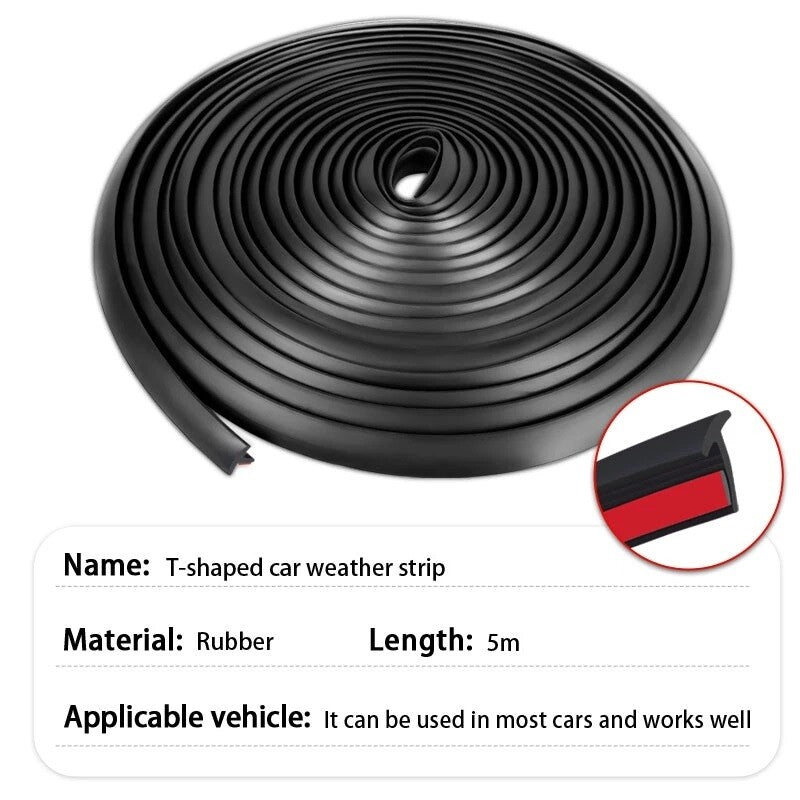 16.5ft Rubber T-Shaped for Jeep Car Door Headlight Seal Strip Edge Moulding Trim