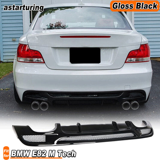Glossy Black Rear Bumper Diffuser Quad for BMW 1 Series E82 M Tech M-Sport 07-13