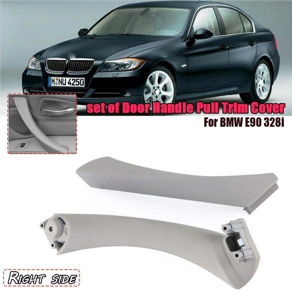 Gray door panel handle pull tab cover + inner bracket on the right side, suitable for BMW E90 328i.
