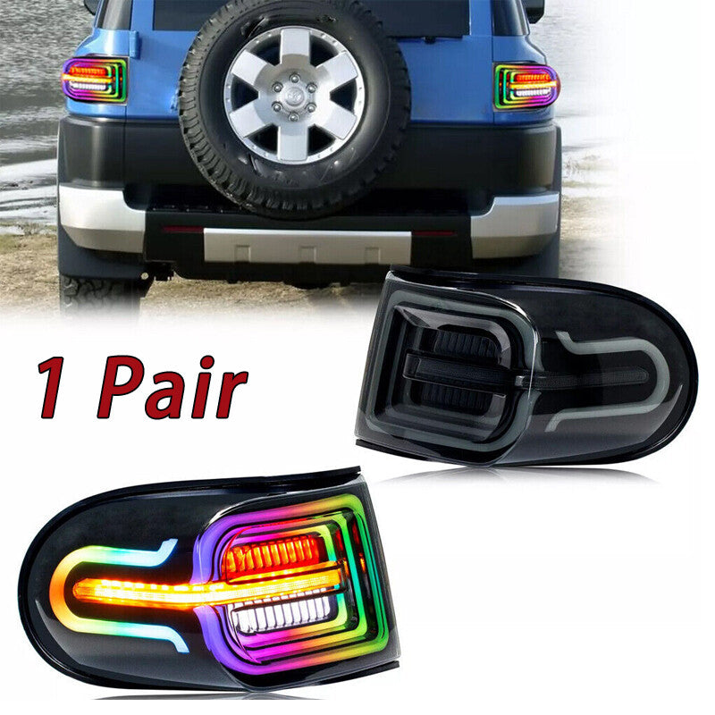 for Toyota FJ Cruiser 2007-2020 Smoked Rear Lamps Assembly RGB LED Tail Lights