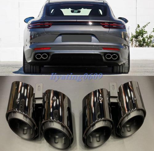 2-Piece Exhaust Tips Muffler Pipe 3-Layer for Porsche 2017-2021 for Panamera 971 Black