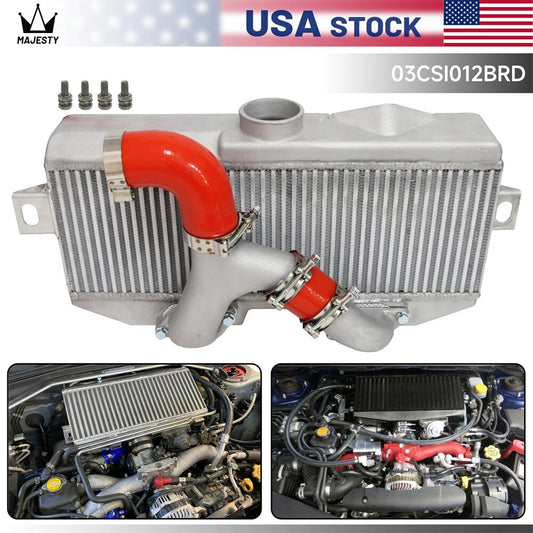Bolt On Top Mount Intercooler Kit Y Pipe for Subaru 02-07 WRX STI EJ20 EJ25 Red