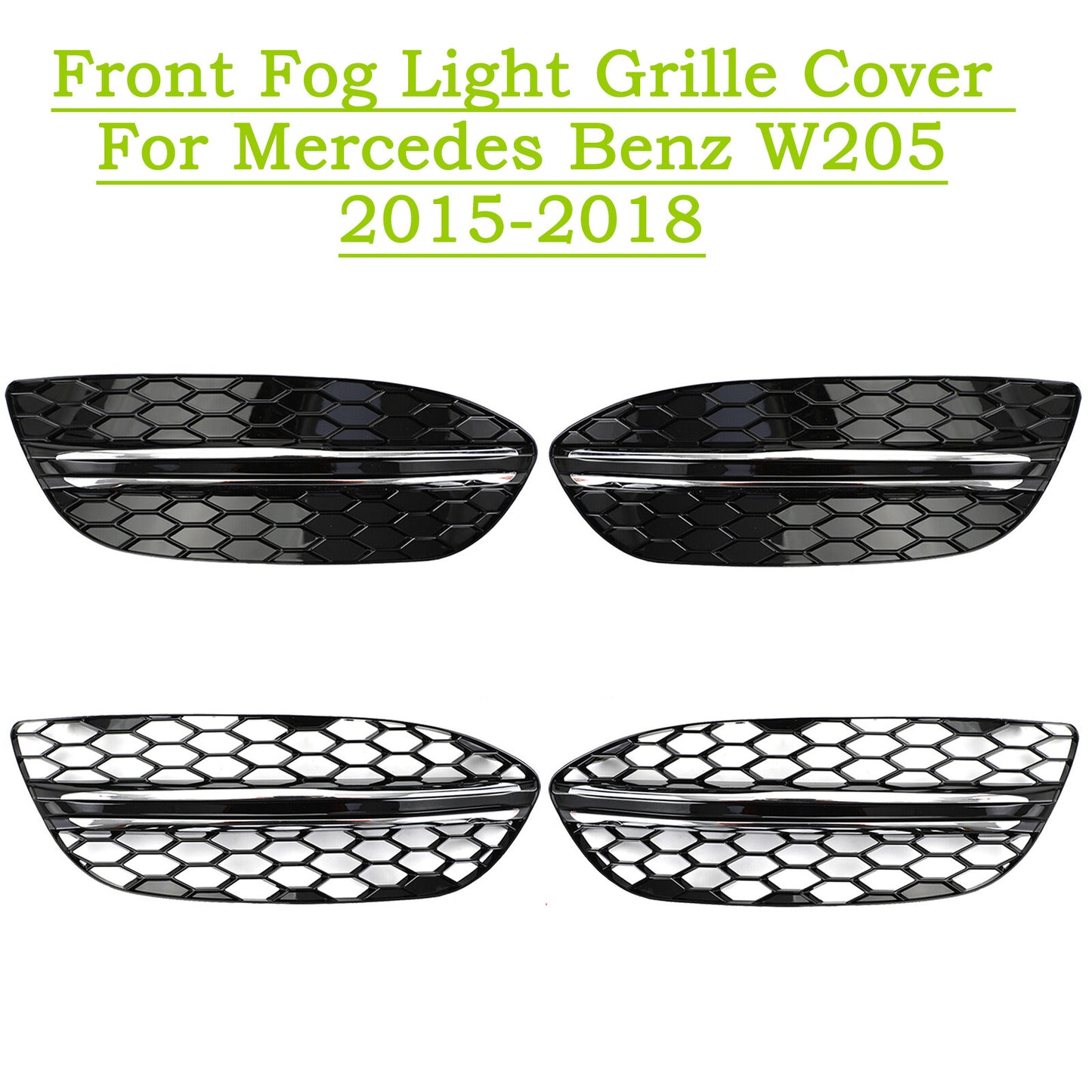 pair of chrome grille covers for the front bumper fog lights are suitable for the for Mercedes-Benz W205 2015-2018.