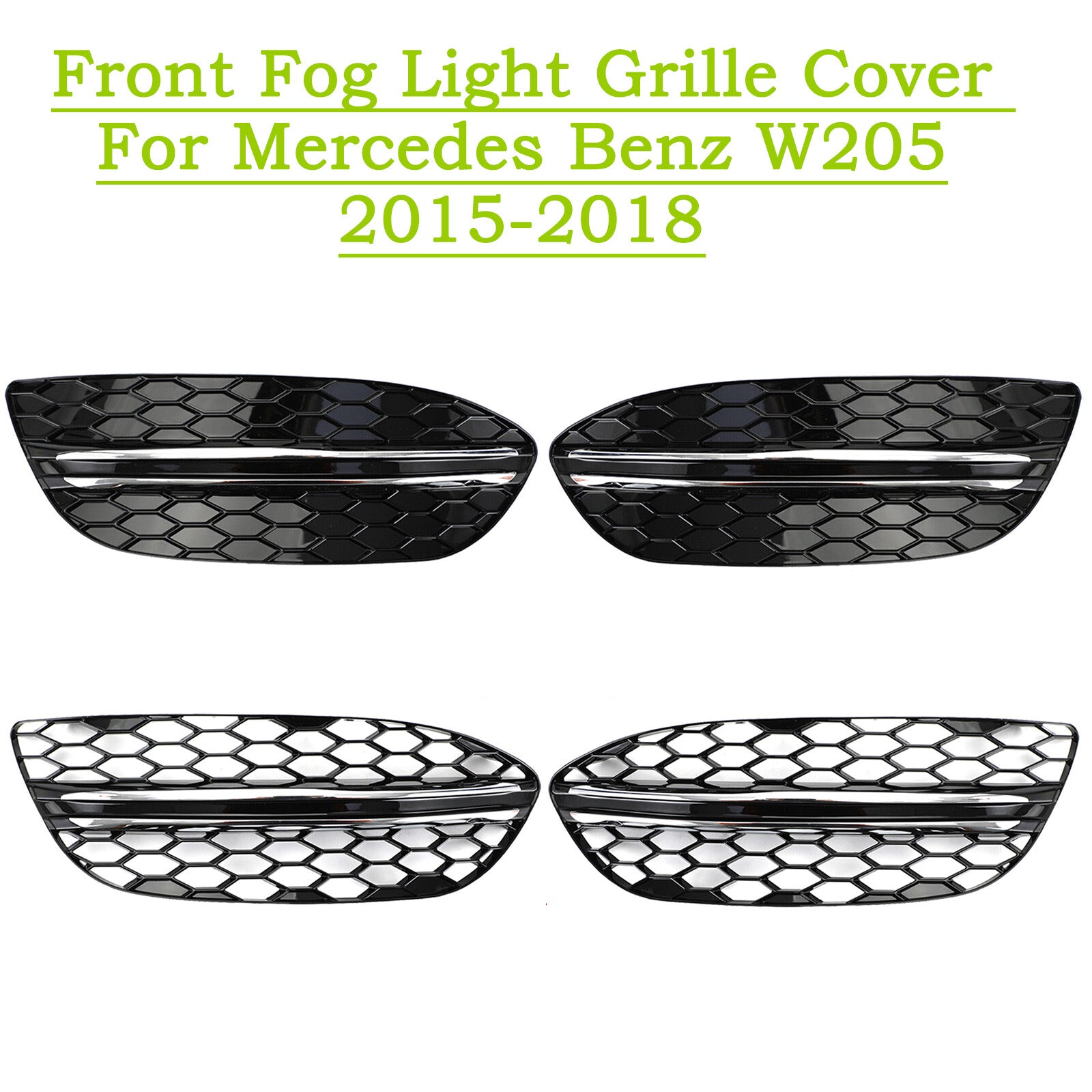 pair of chrome grille covers for the front bumper fog lights are suitable for the for Mercedes-Benz W205 2015-2018.