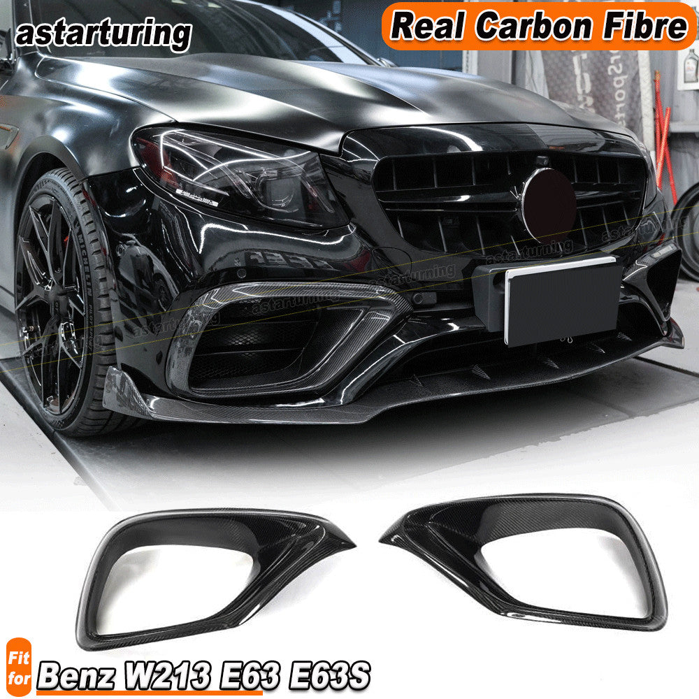 for Benz W213 S213 E63 2016-20 Real Carbon Fiber Front Bumper Air Vent Cover