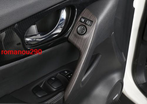 for Nissan Rogue 2017-2020 Wood Grain Front Inner Door Armrest Trim Stripes ABS