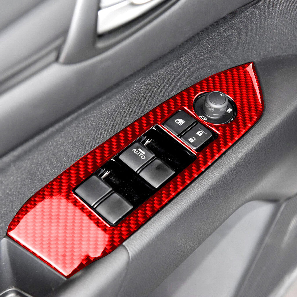 4¡ÁRed Carbon Fiber Window Lift Switch Button Panel Trim for Mazda CX-5 2017-2021