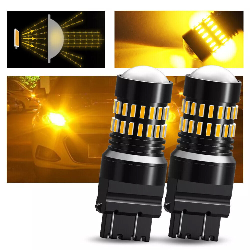 2-pack 3156 3157 4157 LED turn signal bulbs, overspeed warning flashers, amber color