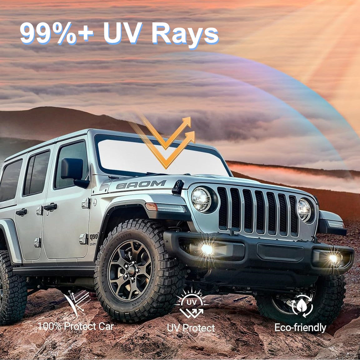 For 20-25 for Jeep Gladiator Windshield Sun Shade Front UV Block Cover Accessories