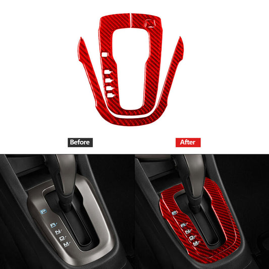 3Pcs Red Carbon Fiber Automatic Gear Shift Cover Trim for Chevrolet Sonic 12-16